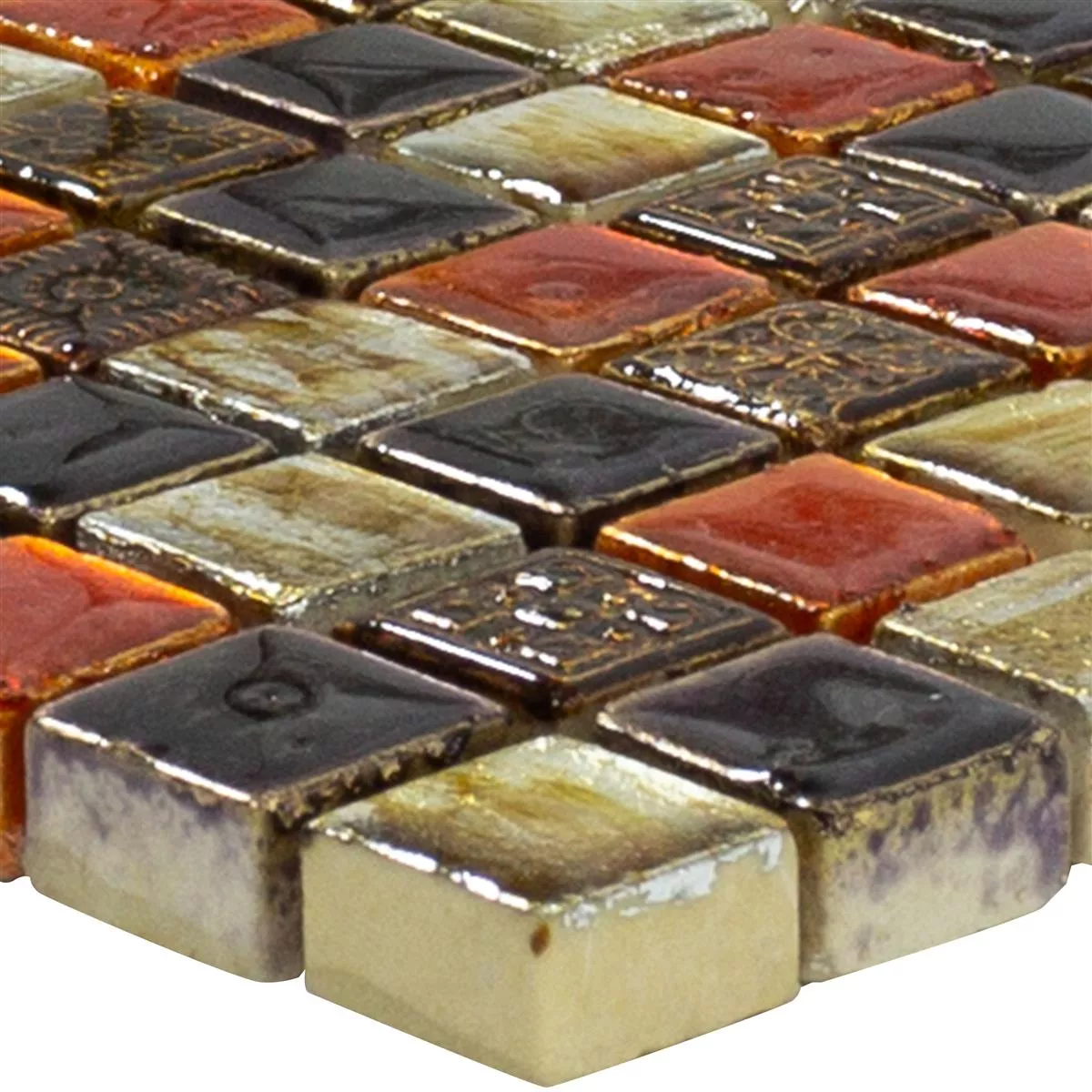 Pedra Natural Azulejo Mosaico Toskana Vermelho Cobre Mix