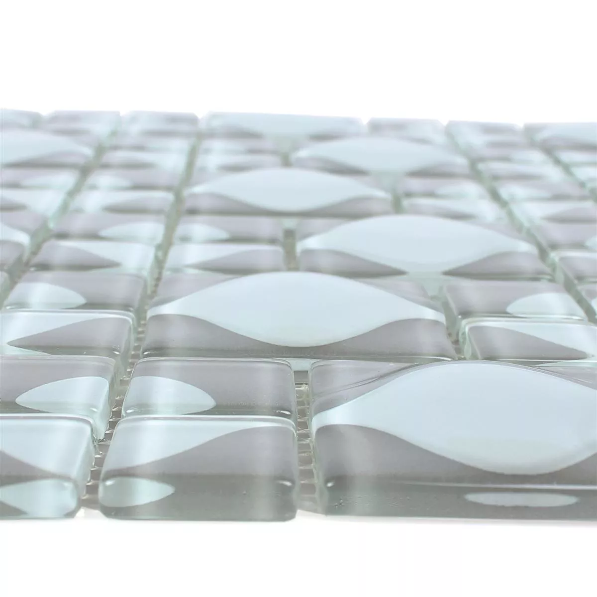 Mosaico De Vidro Azulejos Nokta Cinza Branco 3D