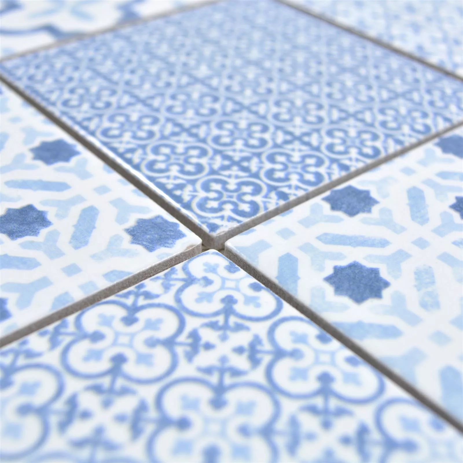 Padrão de Cerâmica Azulejo Mosaico Romantica Retro Blue