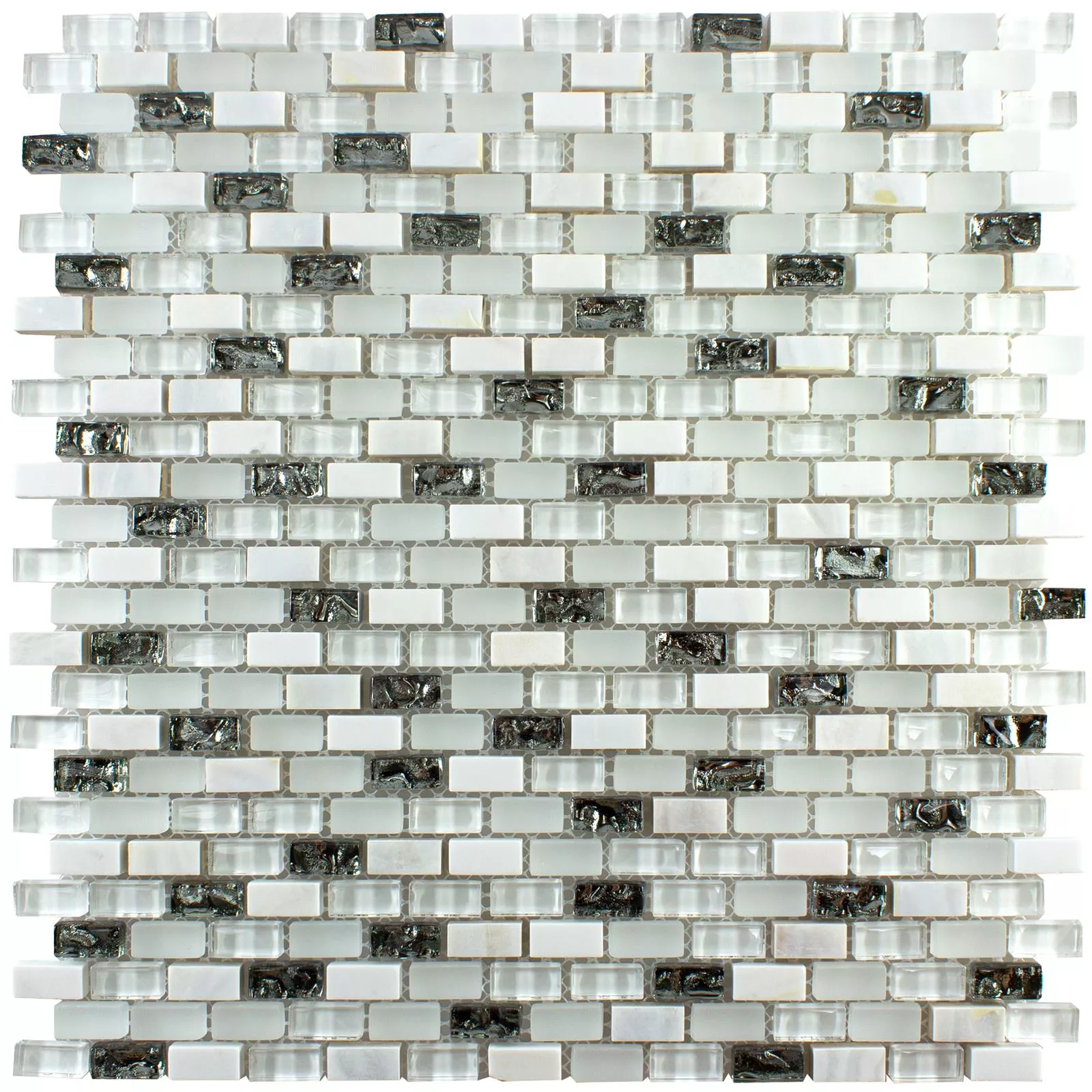 Padrão de Vidro Pedra Natural Nácar Mosaico Admiral Branco Prata