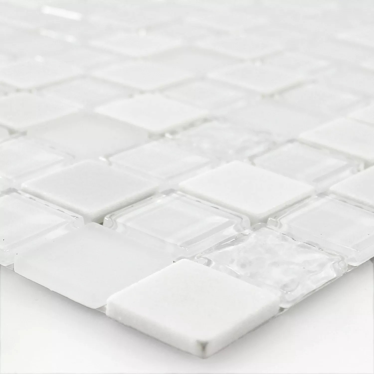 Padrão de Mosaico Autoadesivo Pedra Natural Vidro Mix Branco
