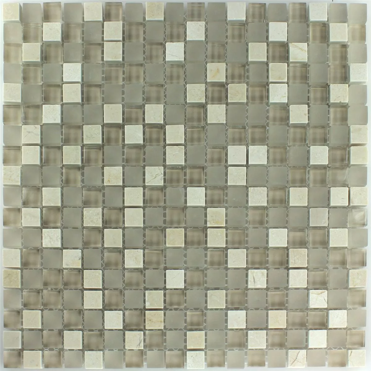 Azulejo Mosaico Vidro Mármore Barbuda Creme 15x15x8mm