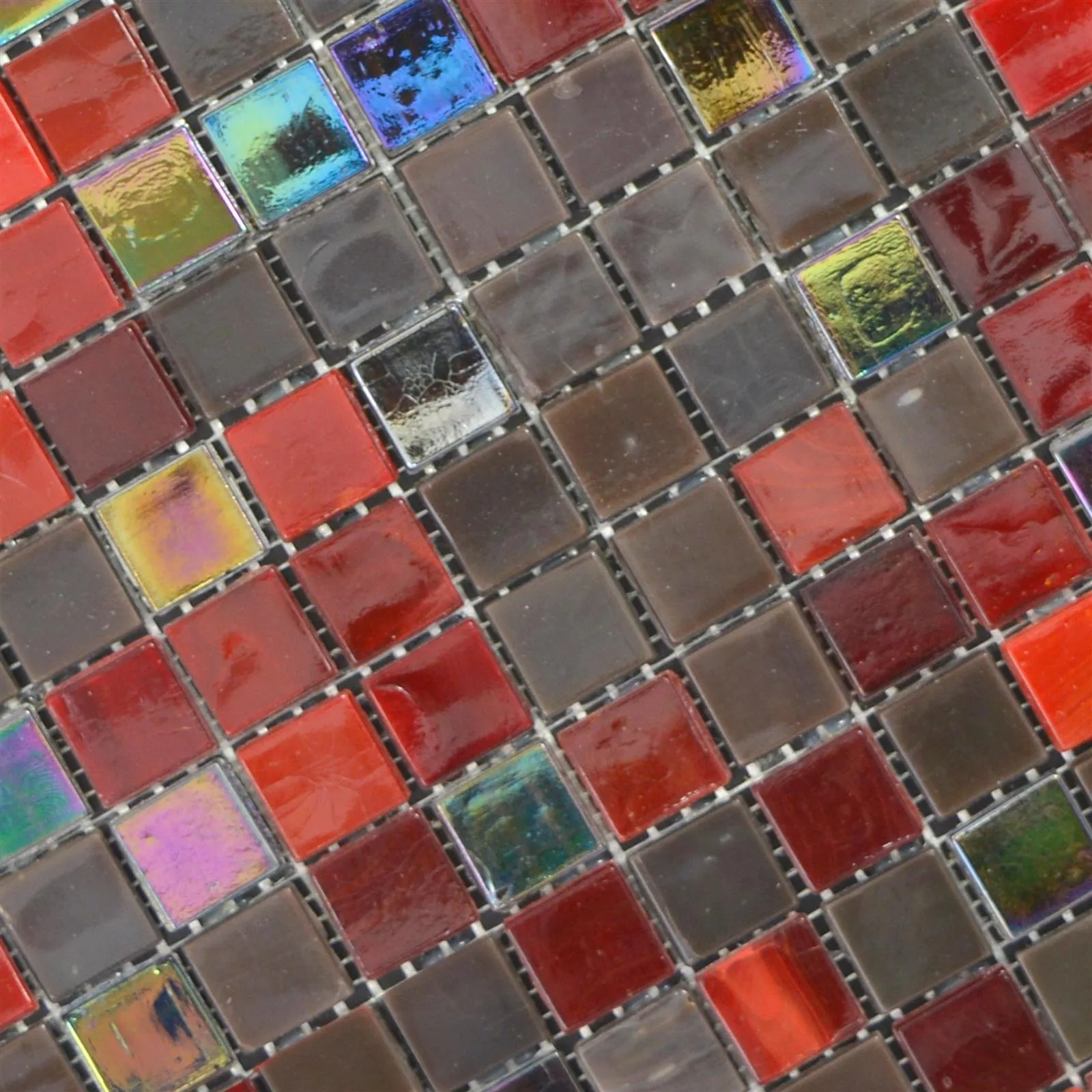 Vidro Azulejo Mosaico Rexford Efeito Madrepérola Marrom Vermelho