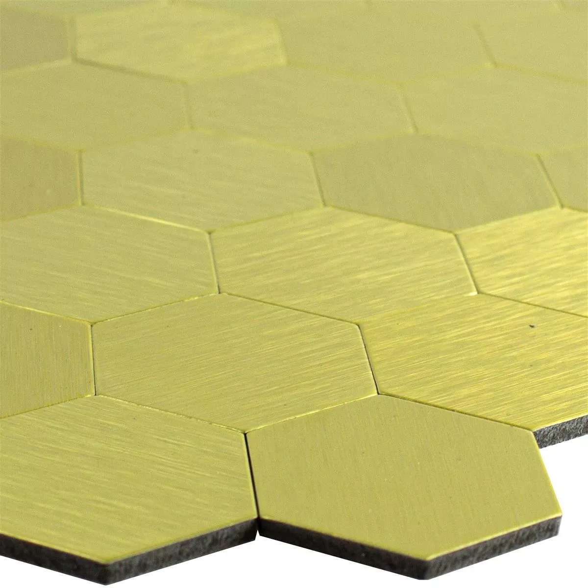 Azulejo Mosaico Metal Autoadesivo Vryburg Ouro Hexágono Azulejo Mosaico Metal Autoadesivo Vryburg Ouro Hexágono
