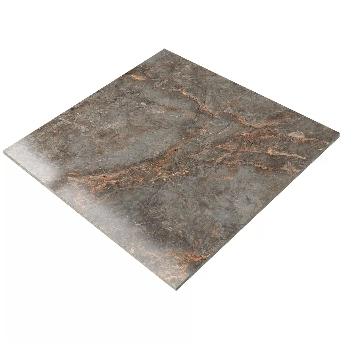 Ladrilhos Montefalco Aparência de Mármore Ouro Cinza Polido Brilhante 60x60cm