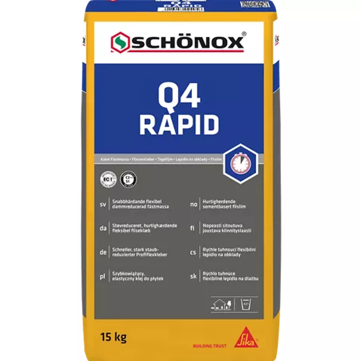 Adesivo para azulejos Schönox Q4 RAPID 15 kg Adesivo para azulejos Schönox Q4 RAPID 15 kg