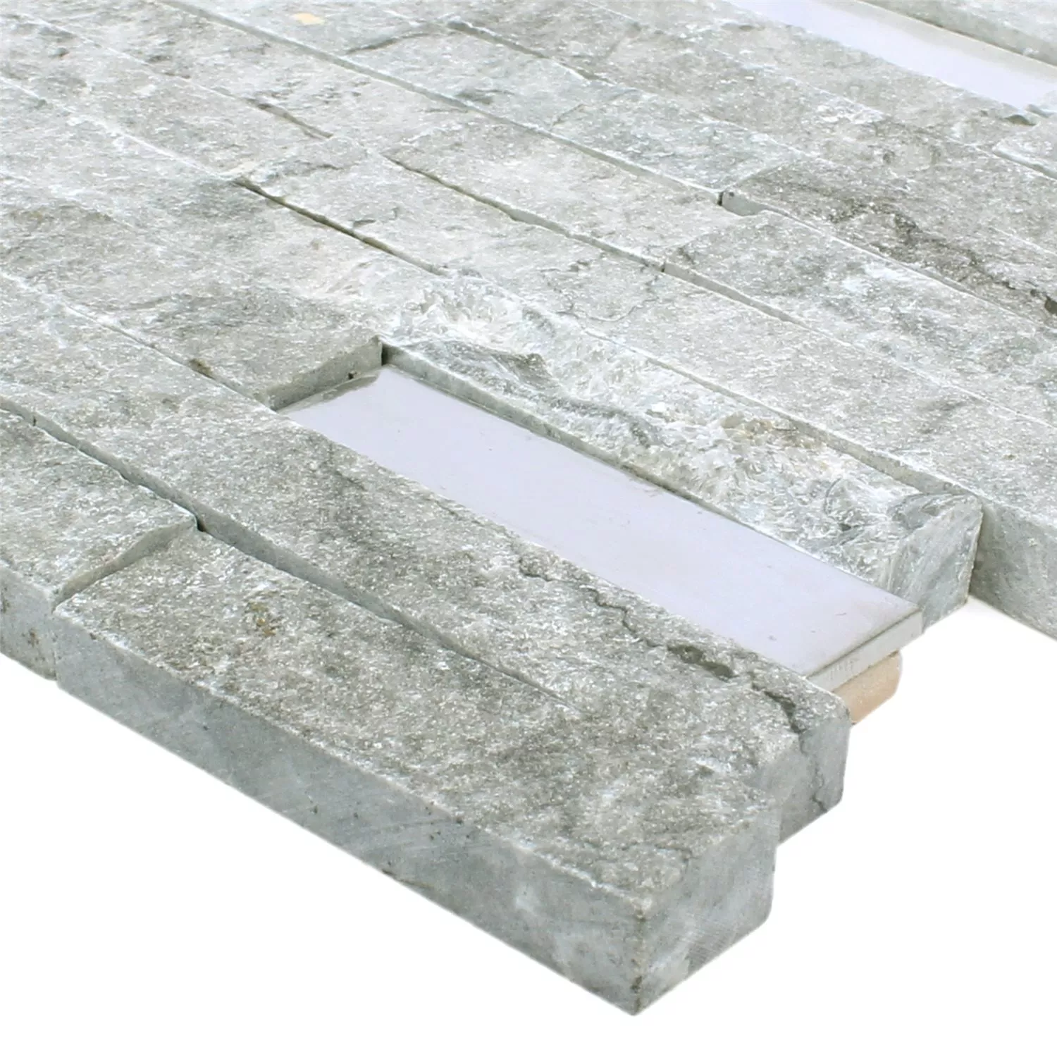 Padrão de Azulejo Mosaico Deepstone Pedra Natural Aço Inoxidável Cinza 3D