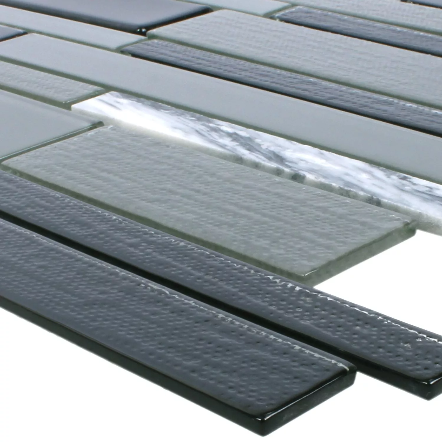 Azulejo Mosaico Vidro Pedra Natural Kalamos Preto Cinza Azulejo Mosaico Vidro Pedra Natural Kalamos Preto Cinza