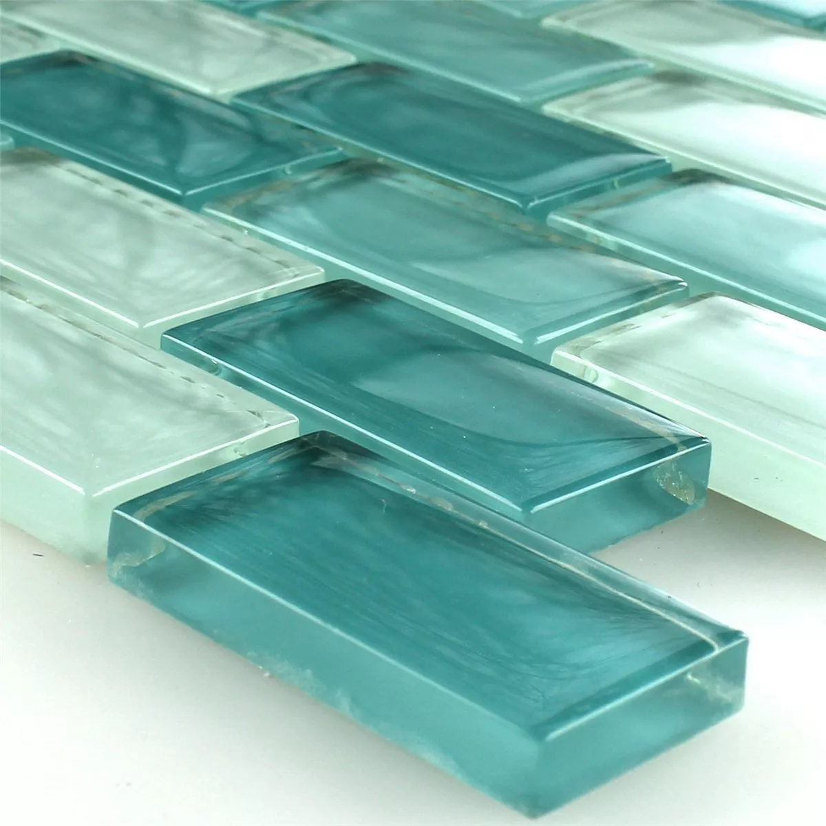 Padrão de Azulejo Mosaico Vidro Cristal Brick Verde Mix