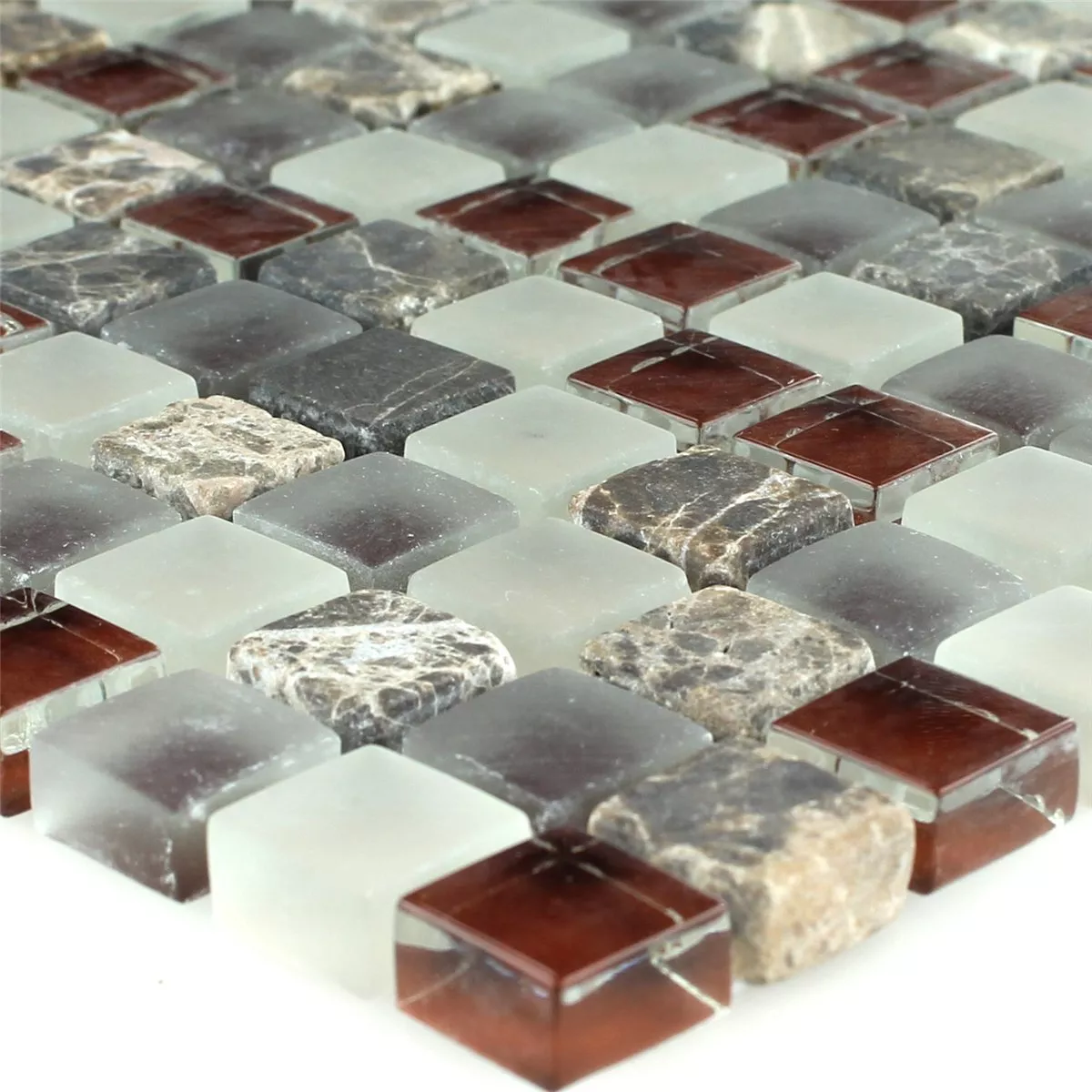Azulejo Mosaico Vidro Mármore 15x15x8mm Marrom