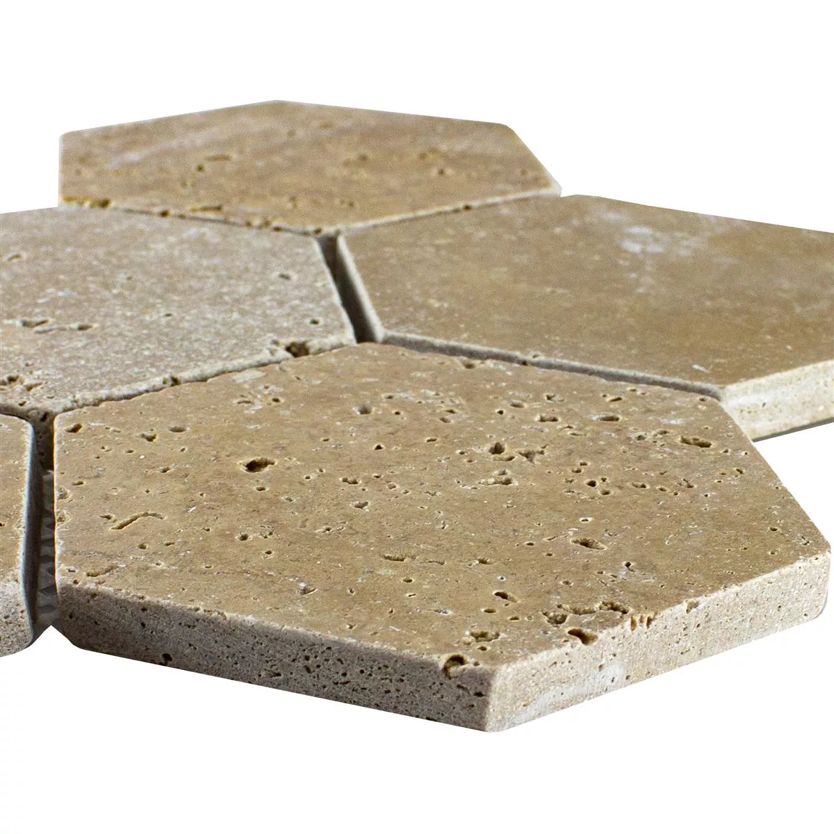 Travertino Pedra Natural Azulejo Mosaico Mercado Hexágono Marrom Travertino Pedra Natural Azulejo Mosaico Mercado Hexágono Marrom