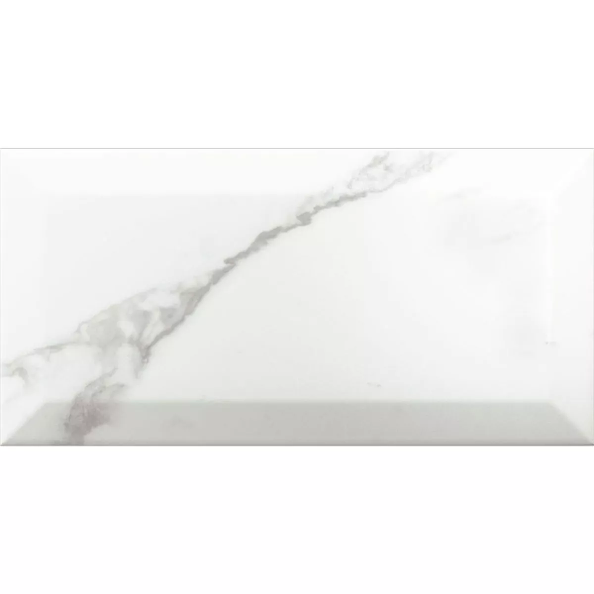 Metro Azulejos Girona Aparência de Mármore Faceta Branco Fosco 10x20cm Metro Azulejos Girona Aparência de Mármore Faceta Branco Fosco 10x20cm