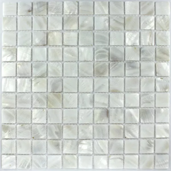 Azulejo Mosaico Vidro Efeito Madrepérola 25x25x2mm Branco