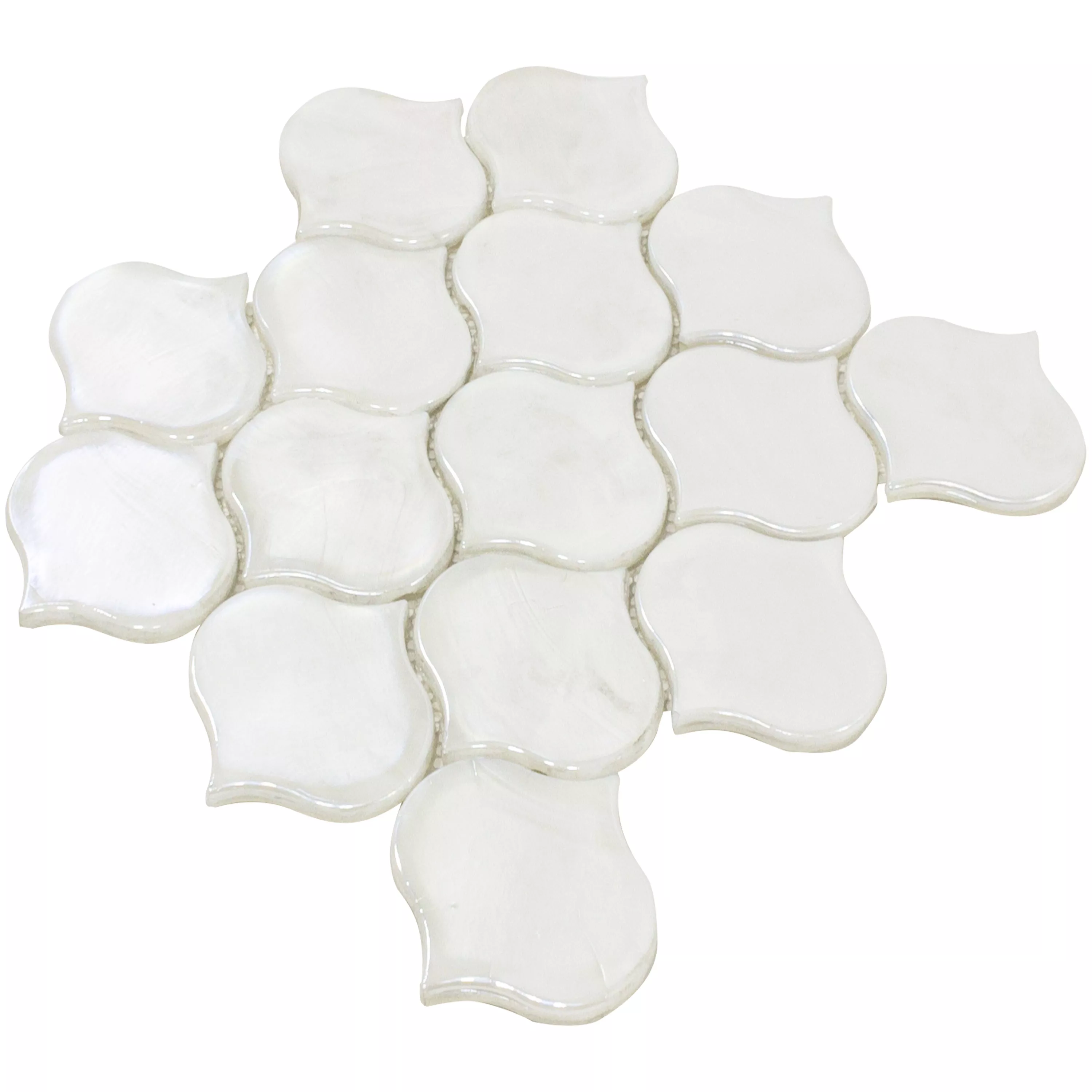 Padrão de Mosaico De Vidro Azulejos Andalucia Arabesque Branco