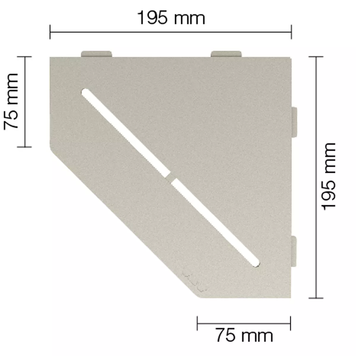 Prateleira de parede para chuveiro Schlüter 5eck 19,5x19,5cm Pure Cream