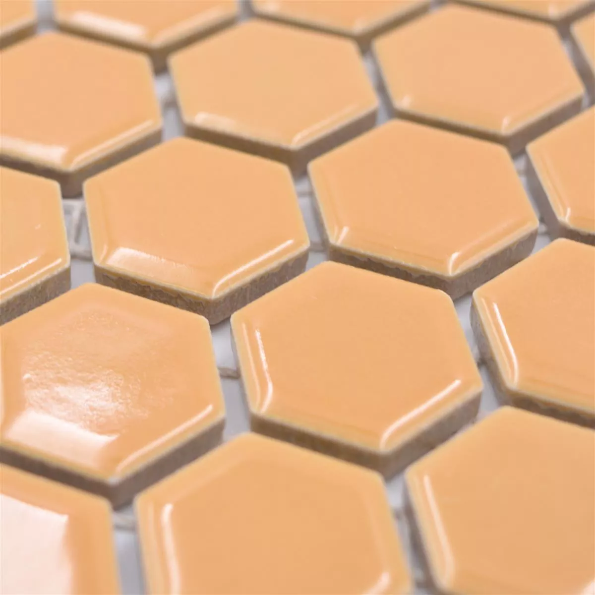 Padrão de Mosaico Cerâmico Salomon Hexágono Ocre Laranja H23