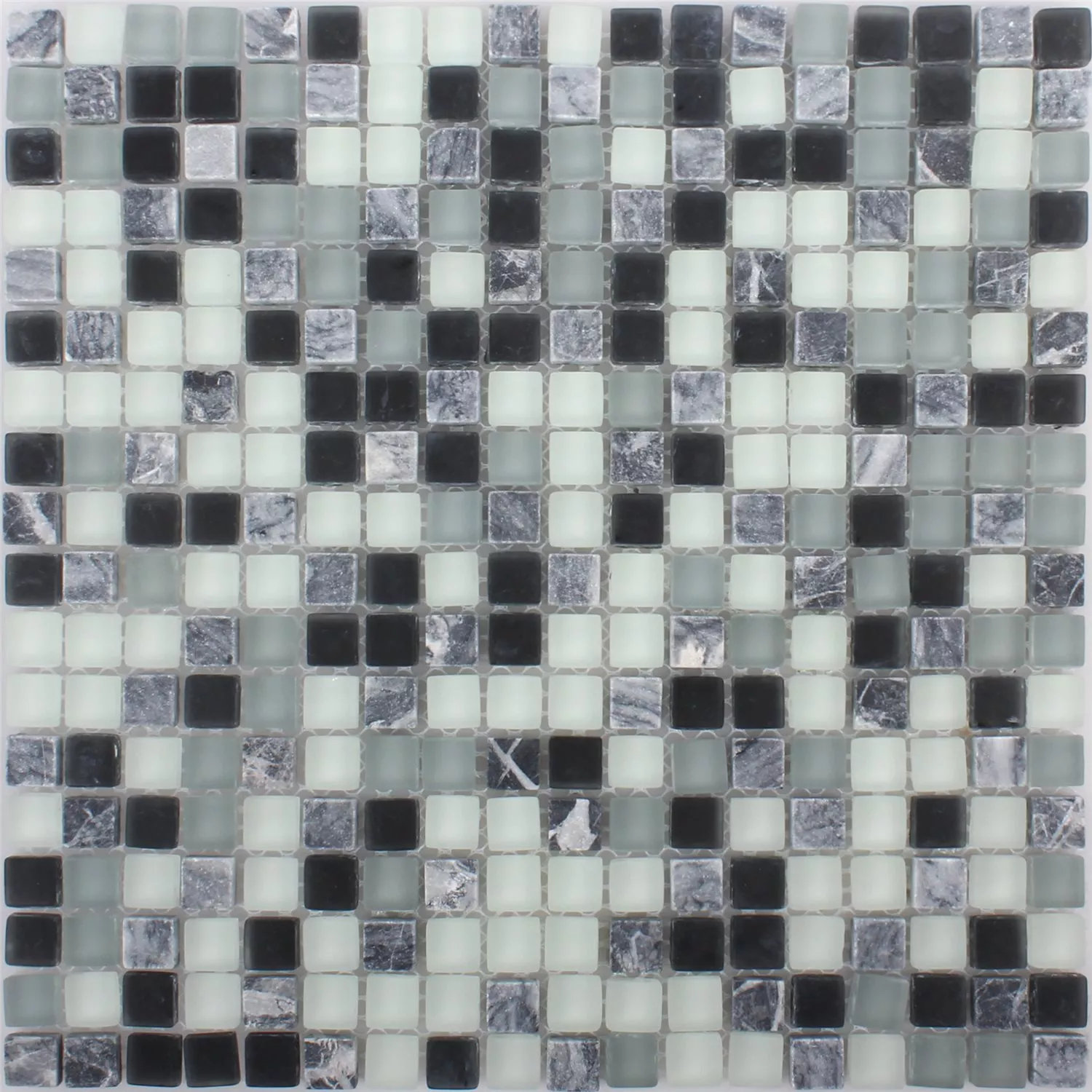 Padrão de Azulejo Mosaico Marilia Preto Cinza Branco