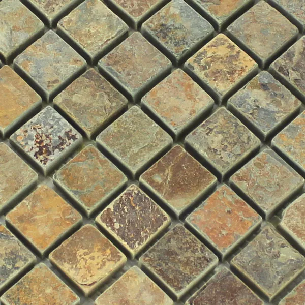 Padrão de Azulejo Mosaico Quartzito Pedra Natural Multi Color Multicolorido Mix