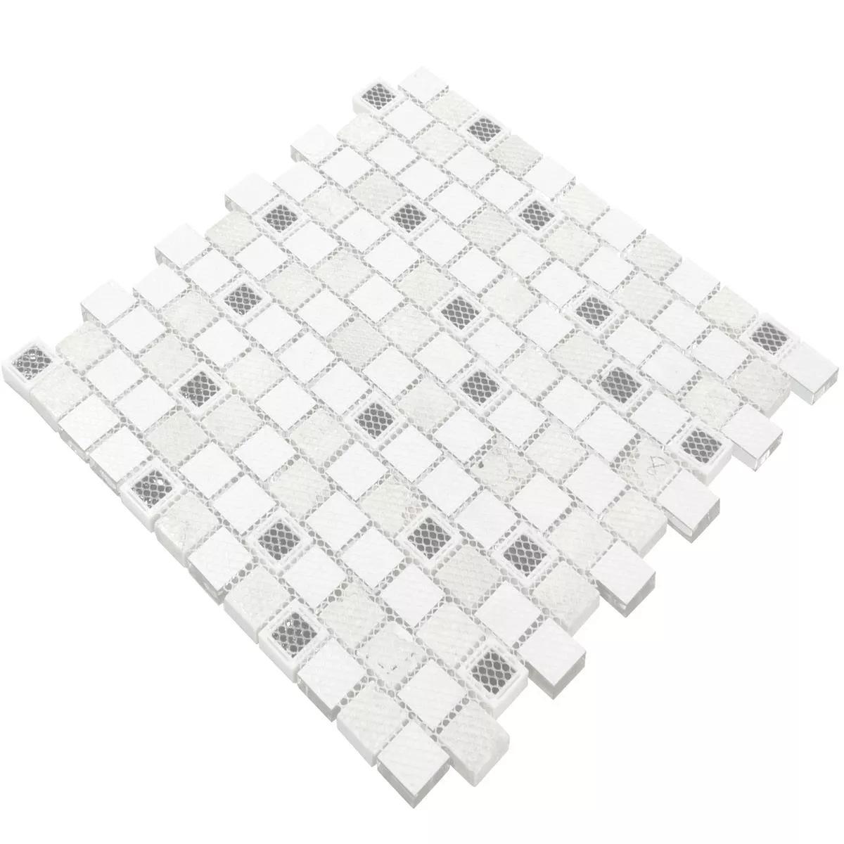 Vidro Plástico Mosaico De Pedra Natural Lunaquell Branco