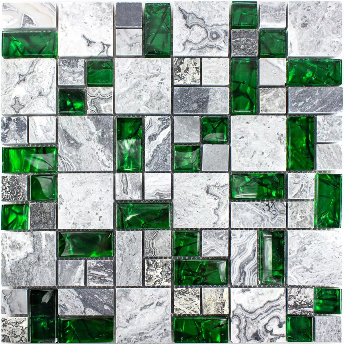 Padrão de Mosaico de Pedra Natural de Vidro Azulejos Sinop Cinza Verde 2 Mix