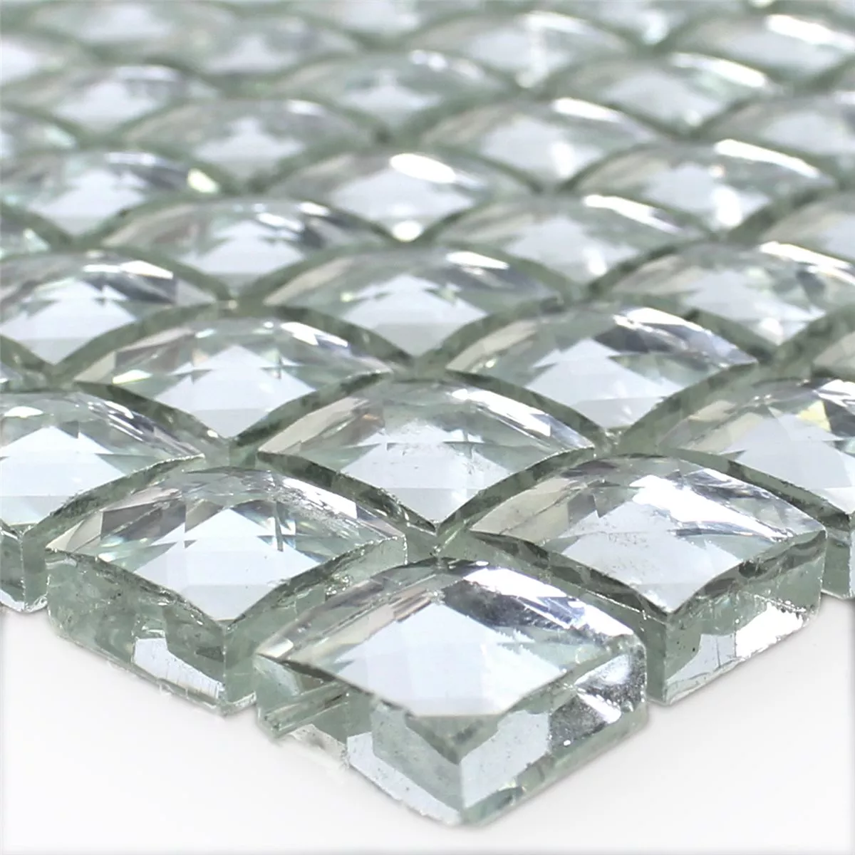 Padrão de Mosaico De Vidro Azulejos Prata Brilliant Branco