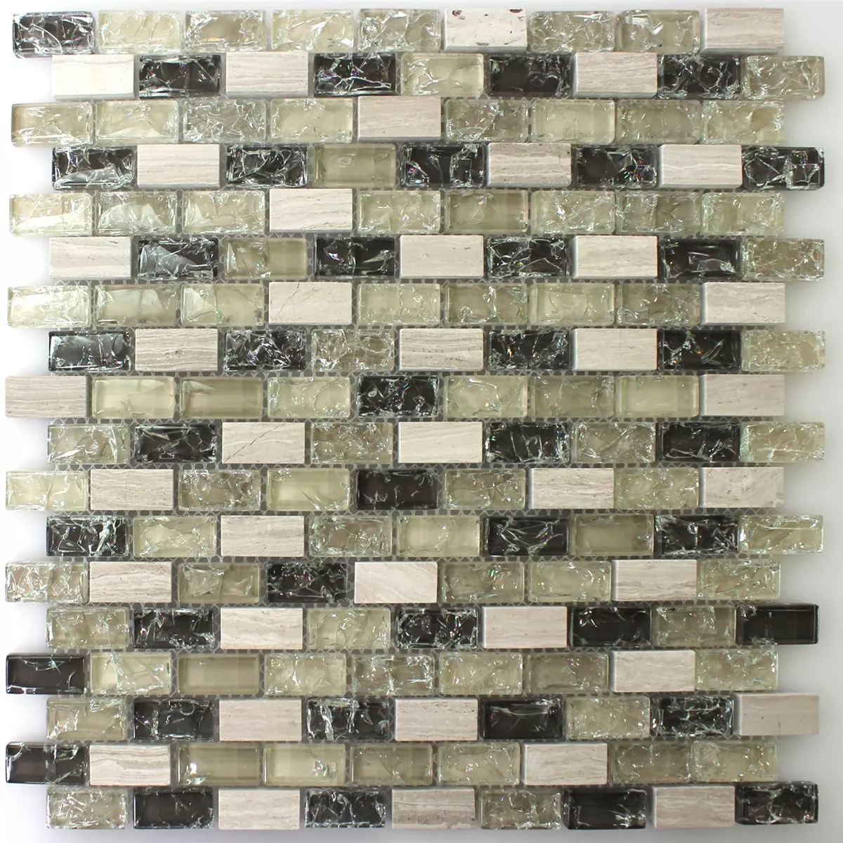 Padrão de Azulejo Mosaico Vidro Pedra Natural Bricks Vidro Quebrado Verde Cinza