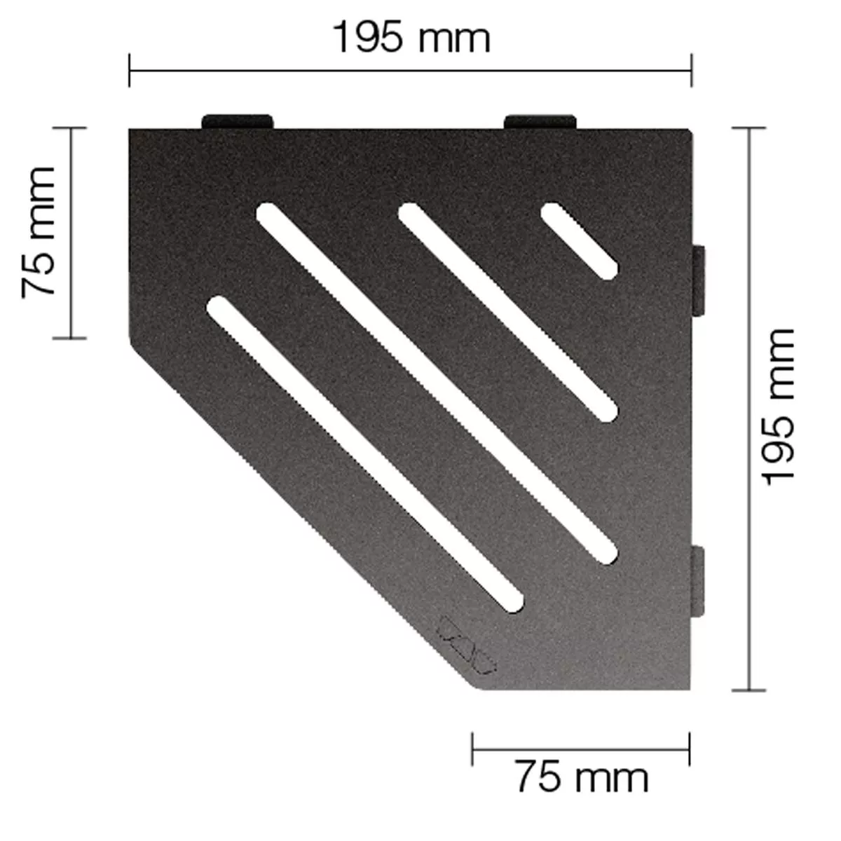 Prateleira de parede Prateleira para chuveiro Schlüter 5 cantos 19,5x19,5cm Wave Antracite