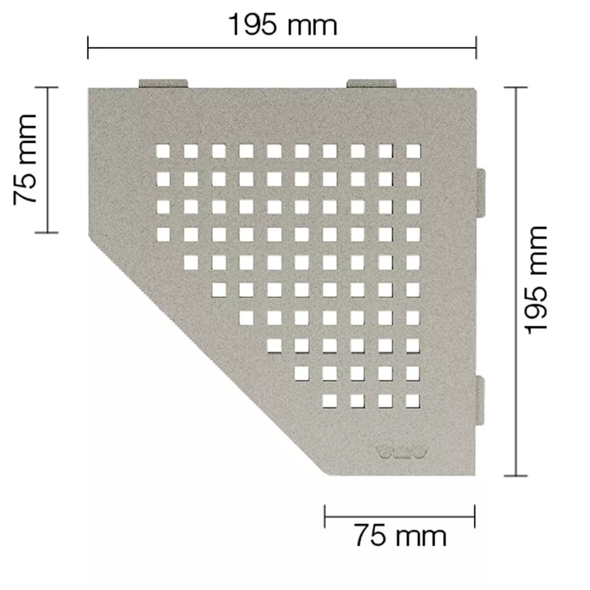 Prateleira de parede para chuveiro Schlüter 5eck 19,5x19,5cm quadrado cinza