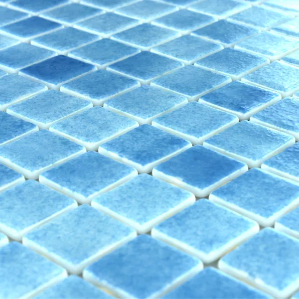 Vidro Piscina Pool Mosaico 25x25x4mm Azul Claro Mix
