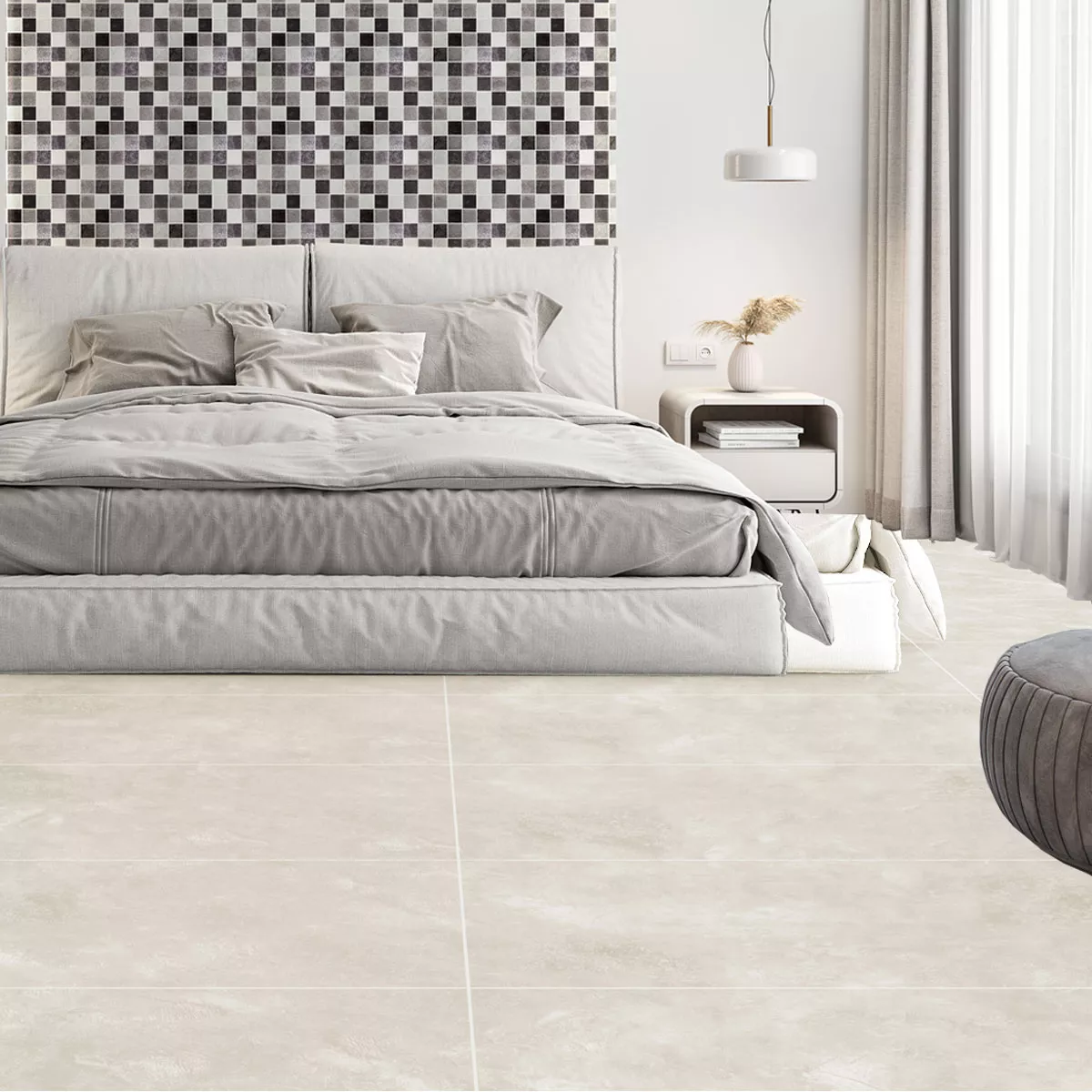 Ladrilhos Cortina Olhar Concreto Fosco Creme 60x120cm