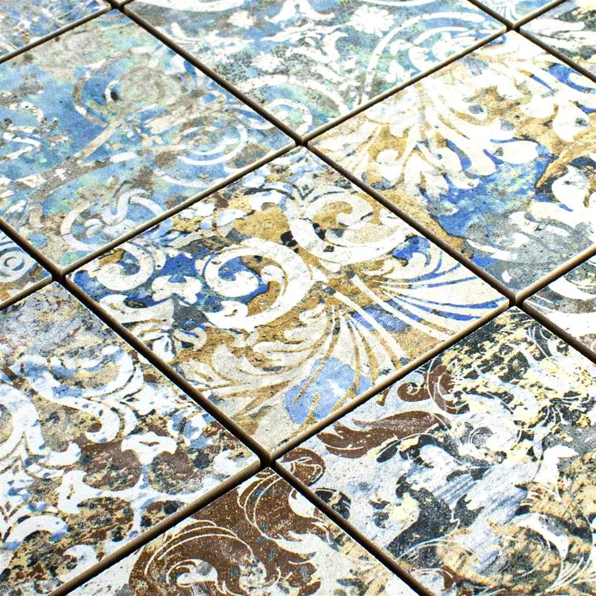 Padrão de Mosaico Cerâmico Azulejos Patchwork Multicolorido