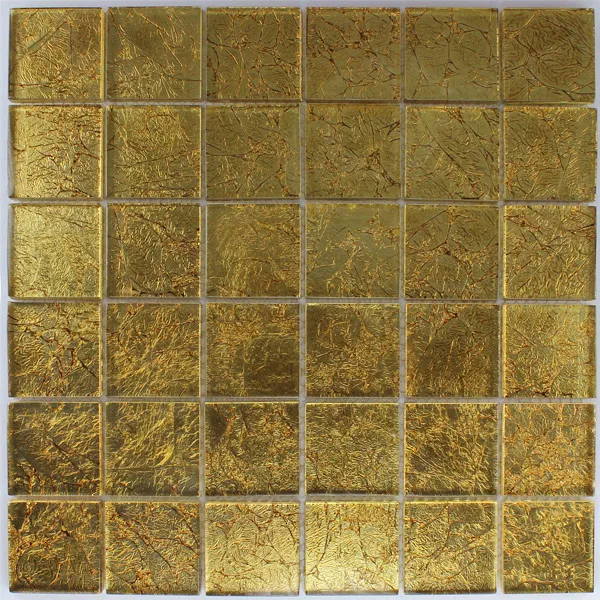 Mosaico De Vidro Azulejos 48x48x8mm Ouro Metal