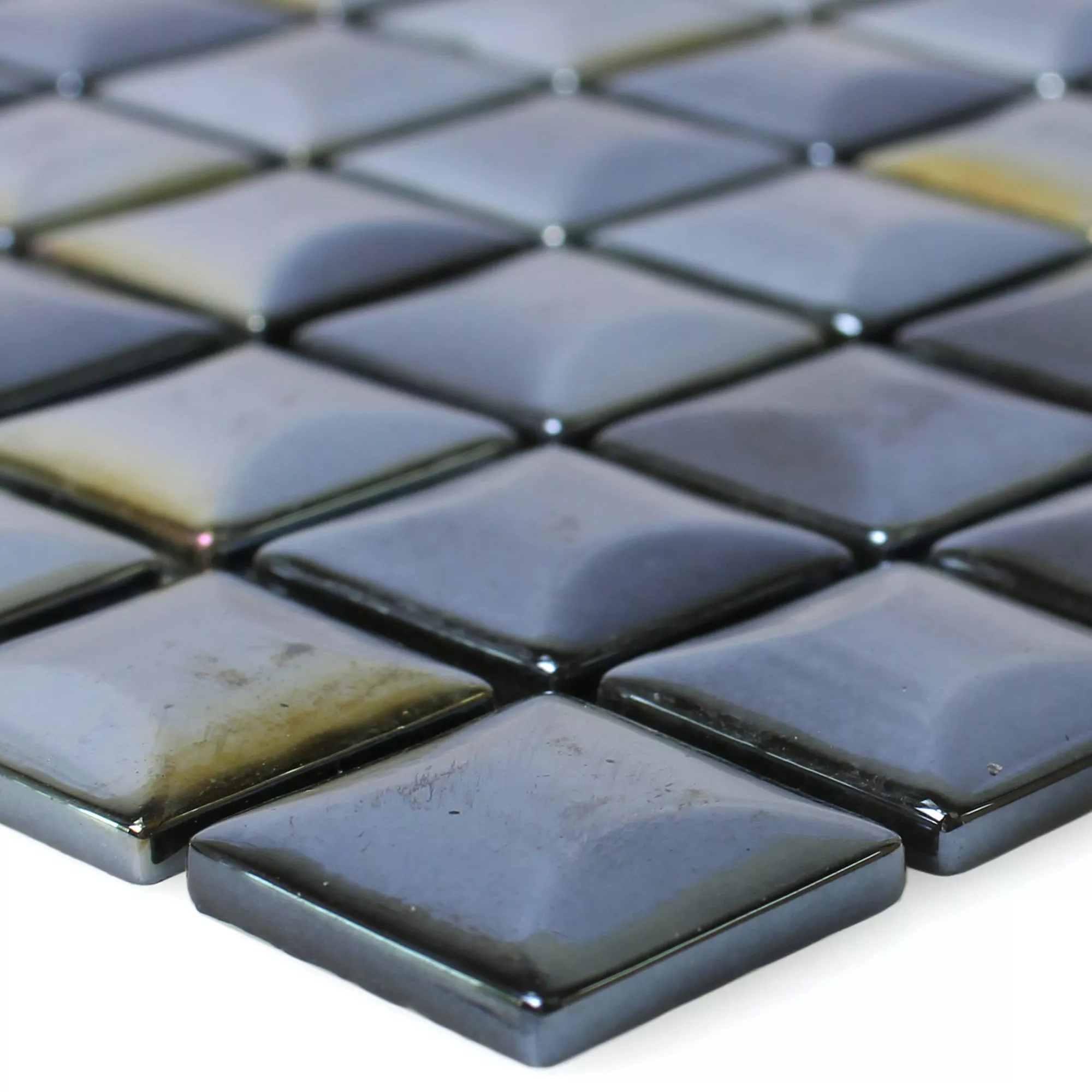 Mosaico De Vidro Azulejos Monrovia Preto 3D Metallic