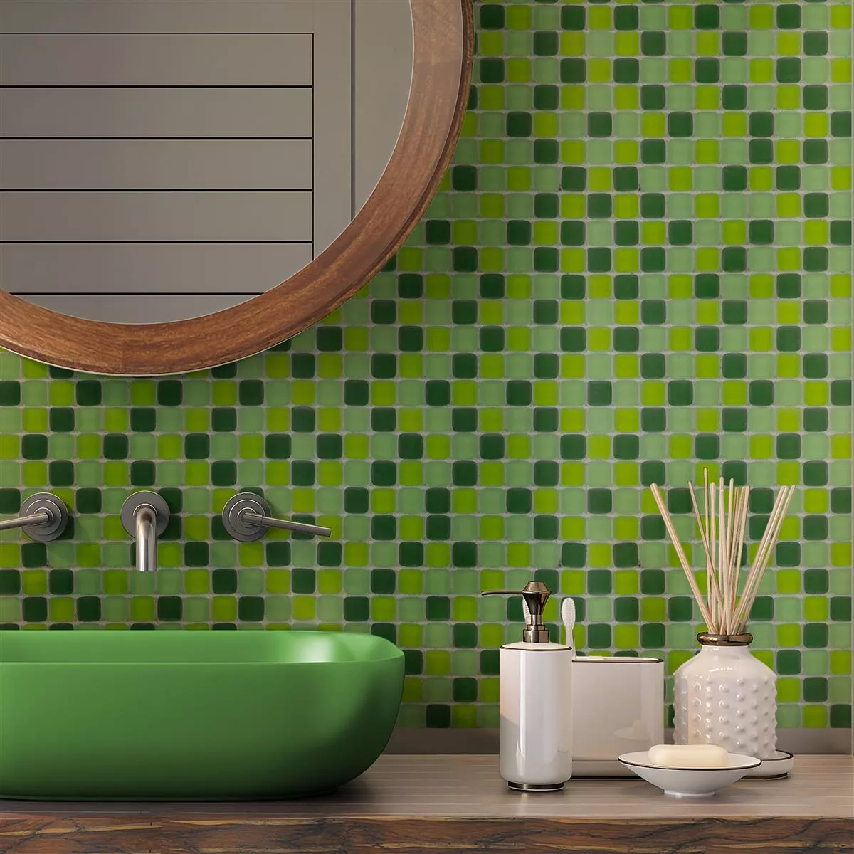 Padrão de Mosaico De Vidro Azulejos Ponterio Frosted Verde Mix