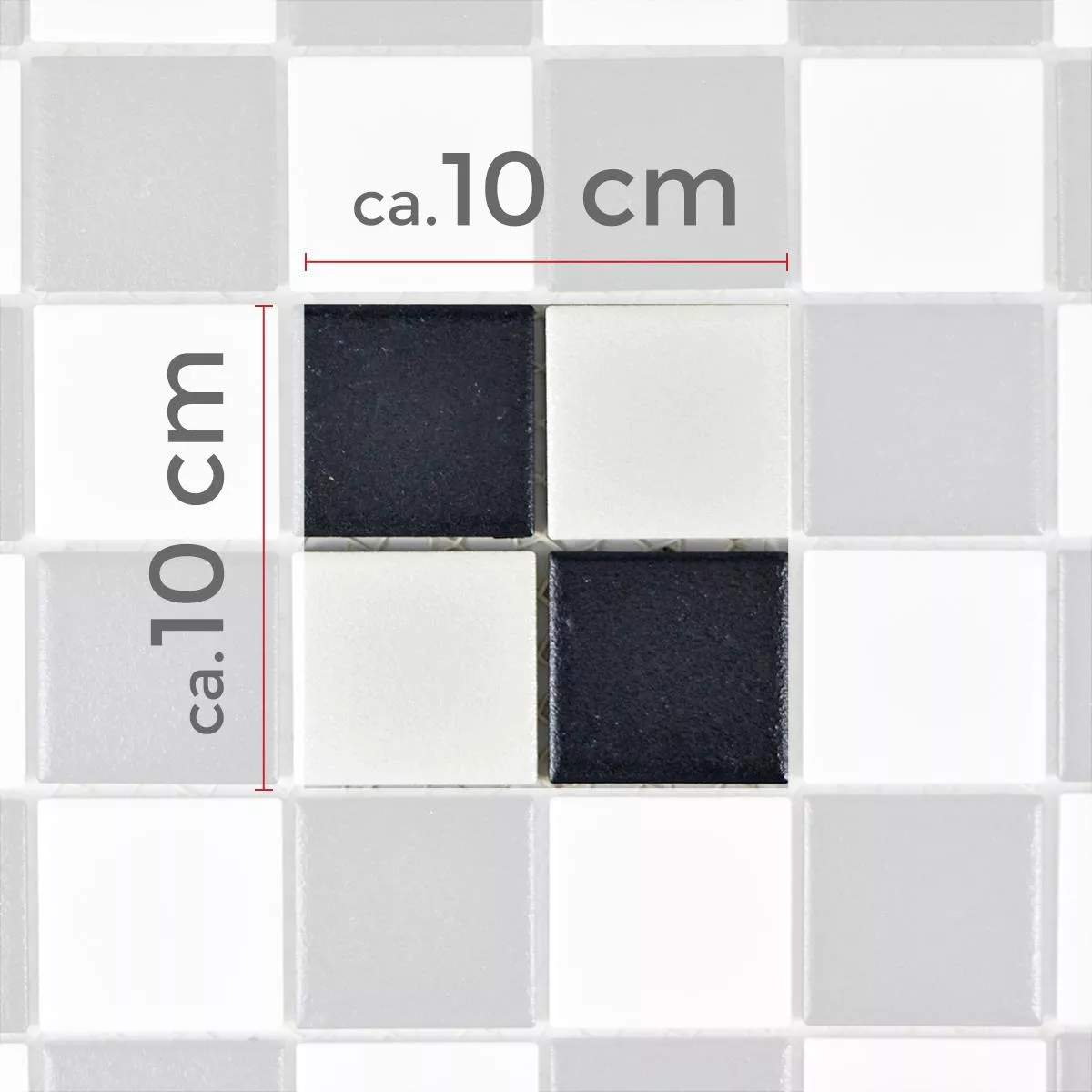 Padrão de Cerâmica Azulejo Mosaico Heinmot Preto Branco R10 Q48