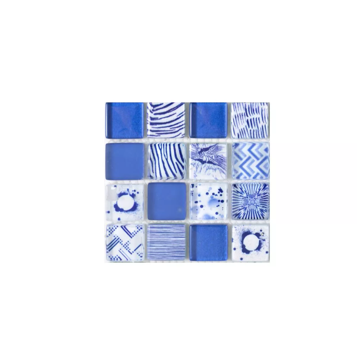 Padrão de Mosaico De Vidro Azulejos Cornelia Óptica Retrô Azul