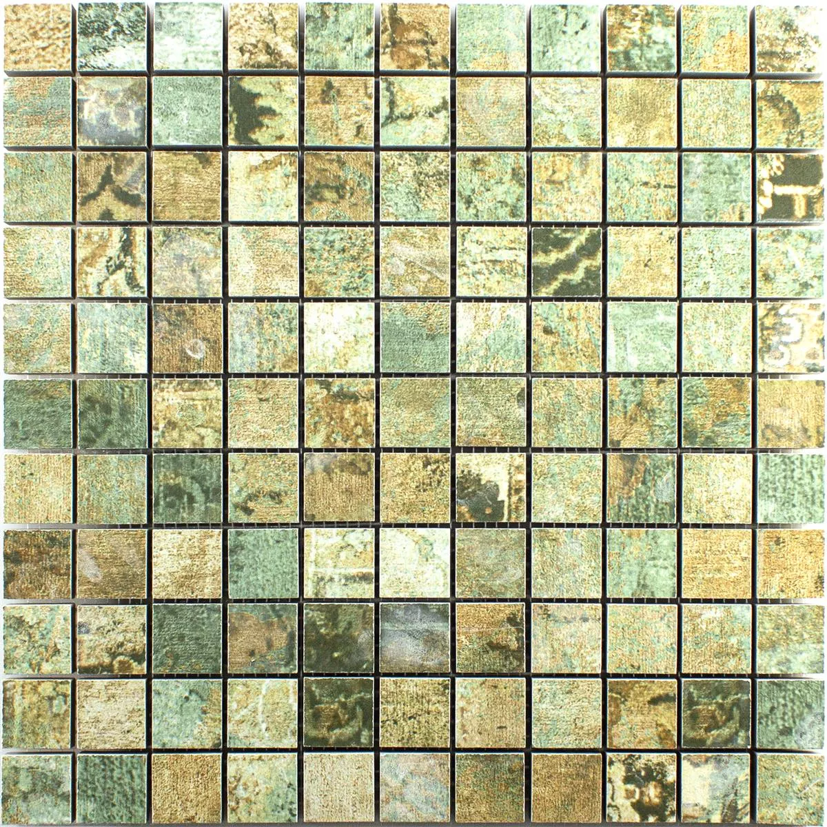 Padrão de Mosaico Cerâmico Azulejos Moonlight Marrom Verde