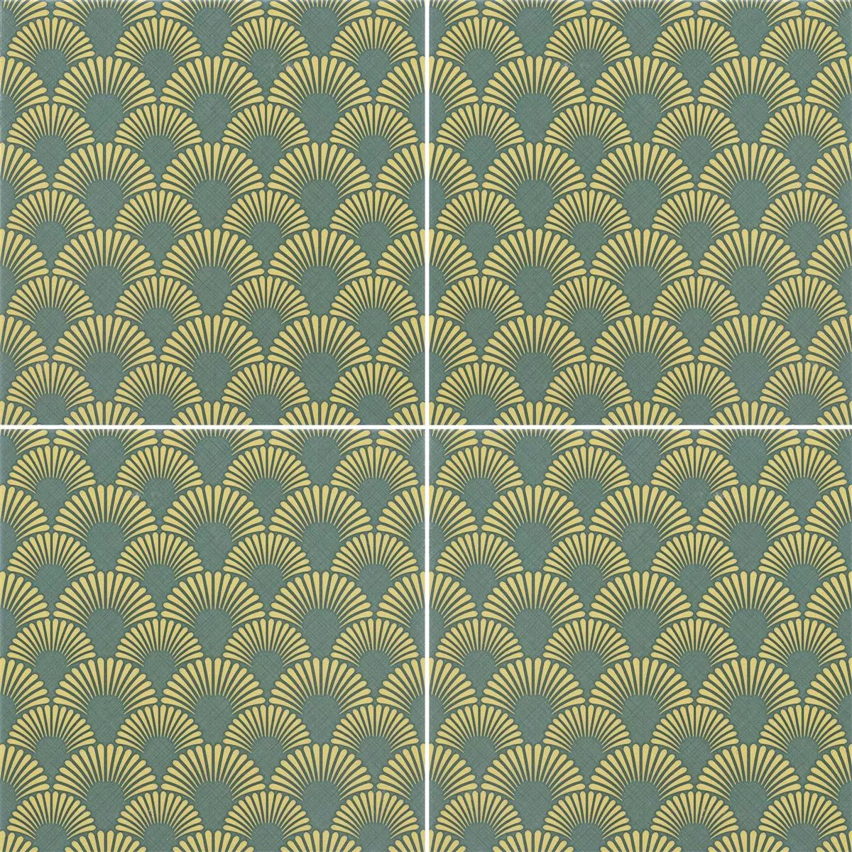 Ladrilhos Aparência de Cimento Wildflower Verde Decoração 18,5x18,5cm 