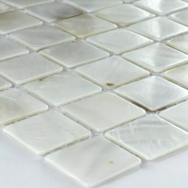 Azulejo Mosaico Vidro Efeito Madrepérola 25x25x2mm Branco