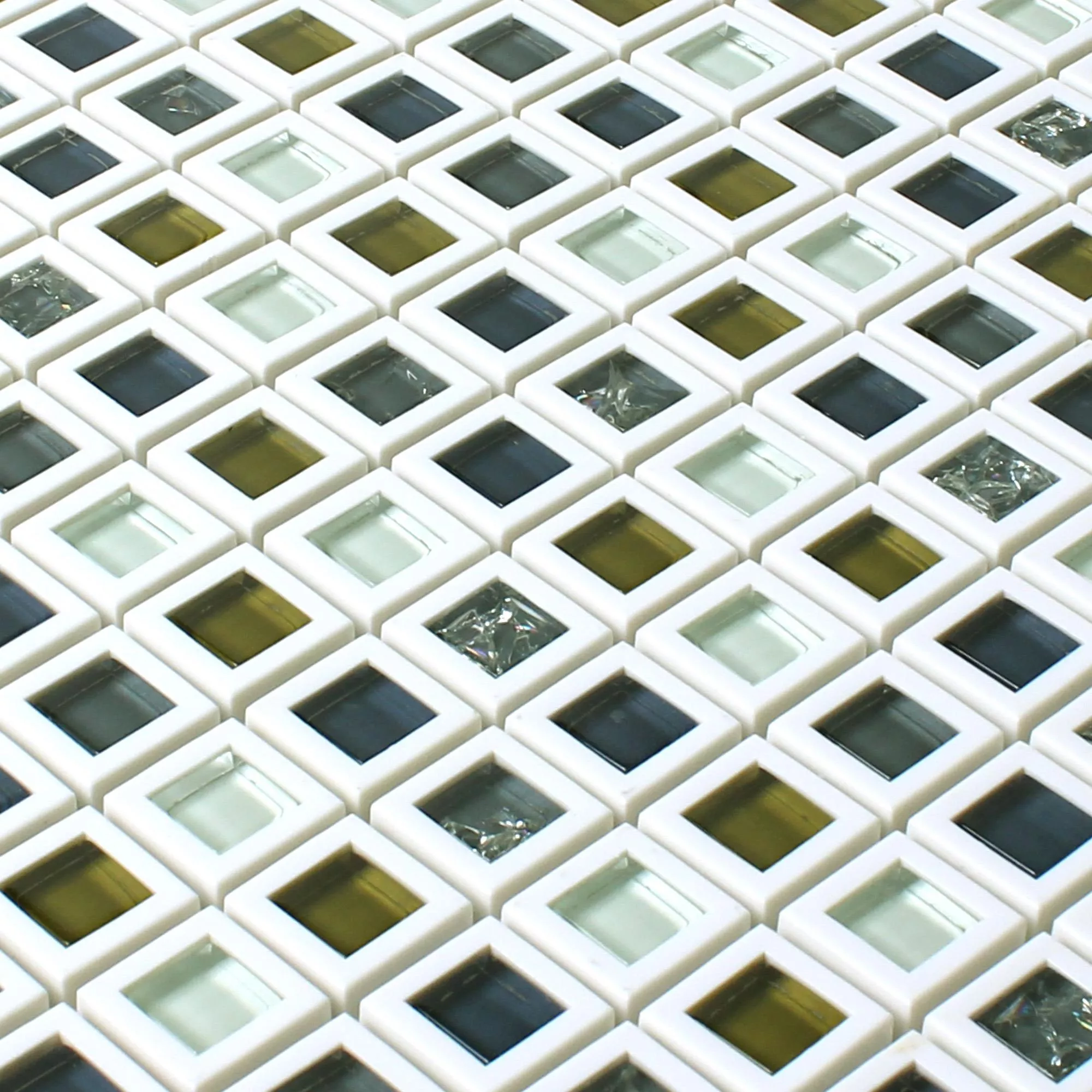 Padrão de Vidro Plástico Mosaico Anatolia Verde Branco