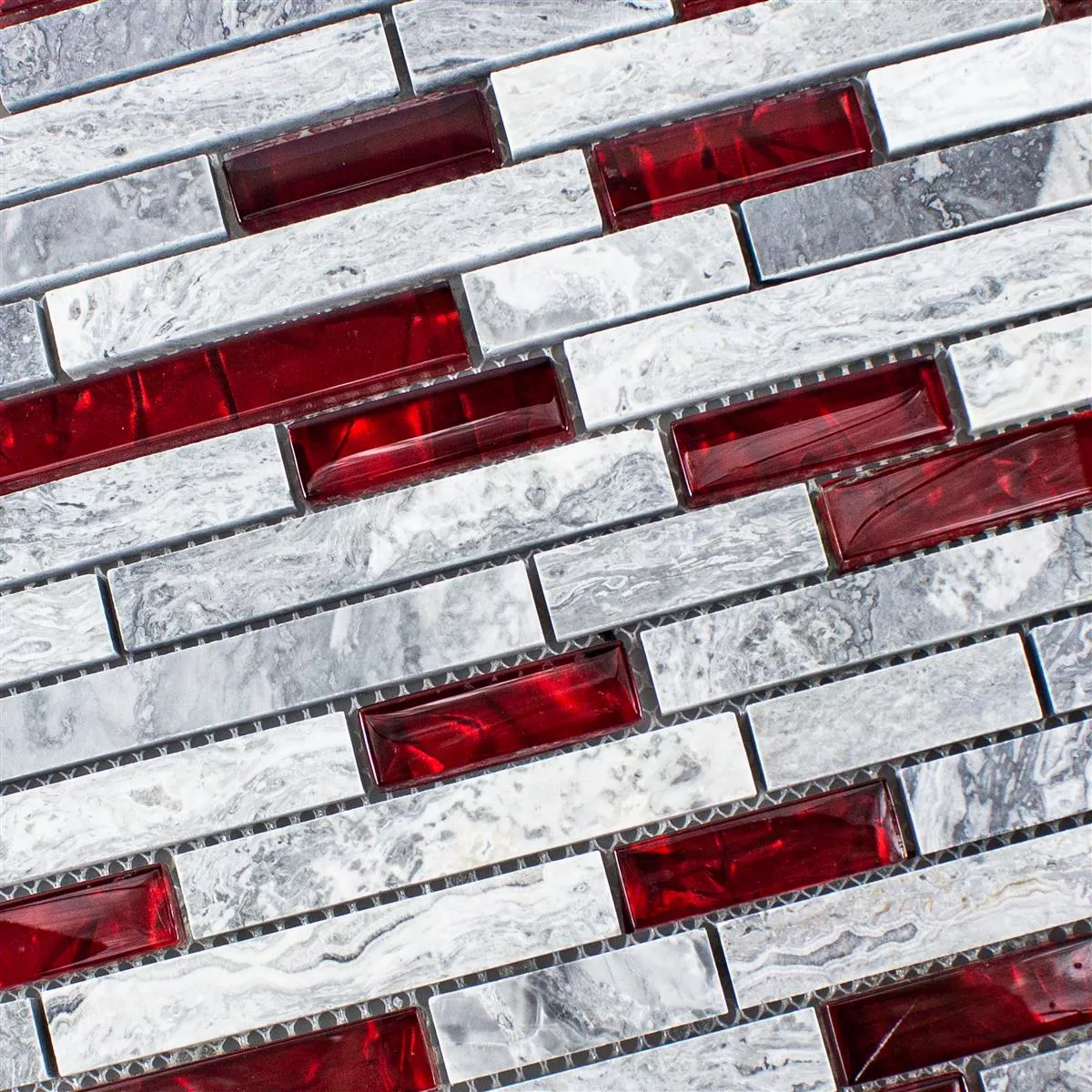 Padrão de Mosaico de Pedra Natural de Vidro Azulejos Sinop Cinza Vermelho Brick