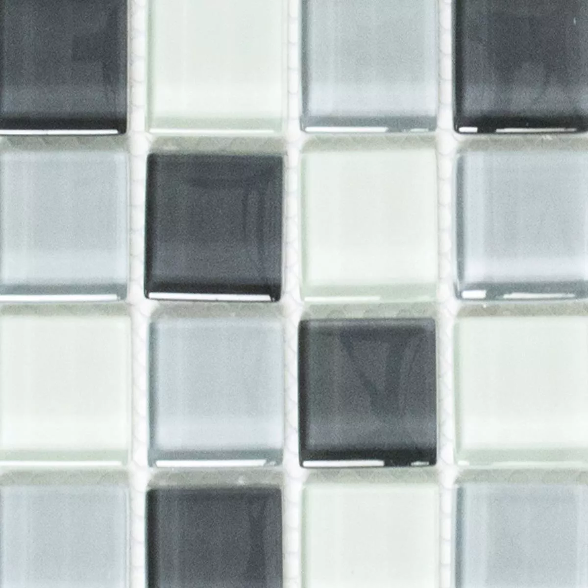 Padrão de Mosaico De Vidro Azulejos Alpha Cinza Branco Quadrada 