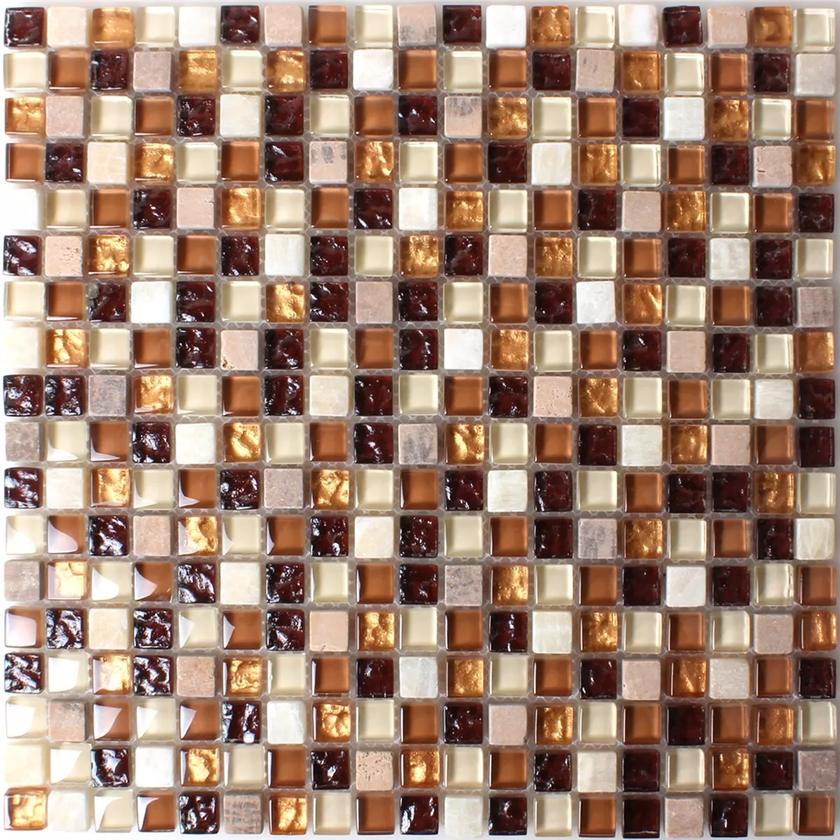 Padrão de Azulejo Mosaico Onyx Mármore Vidro Marrom Mix