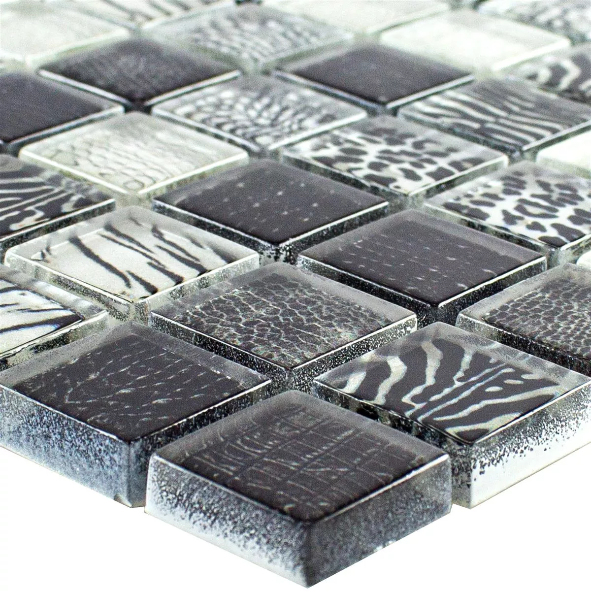 Padrão de Mosaico De Vidro Azulejos Safari Preto 23