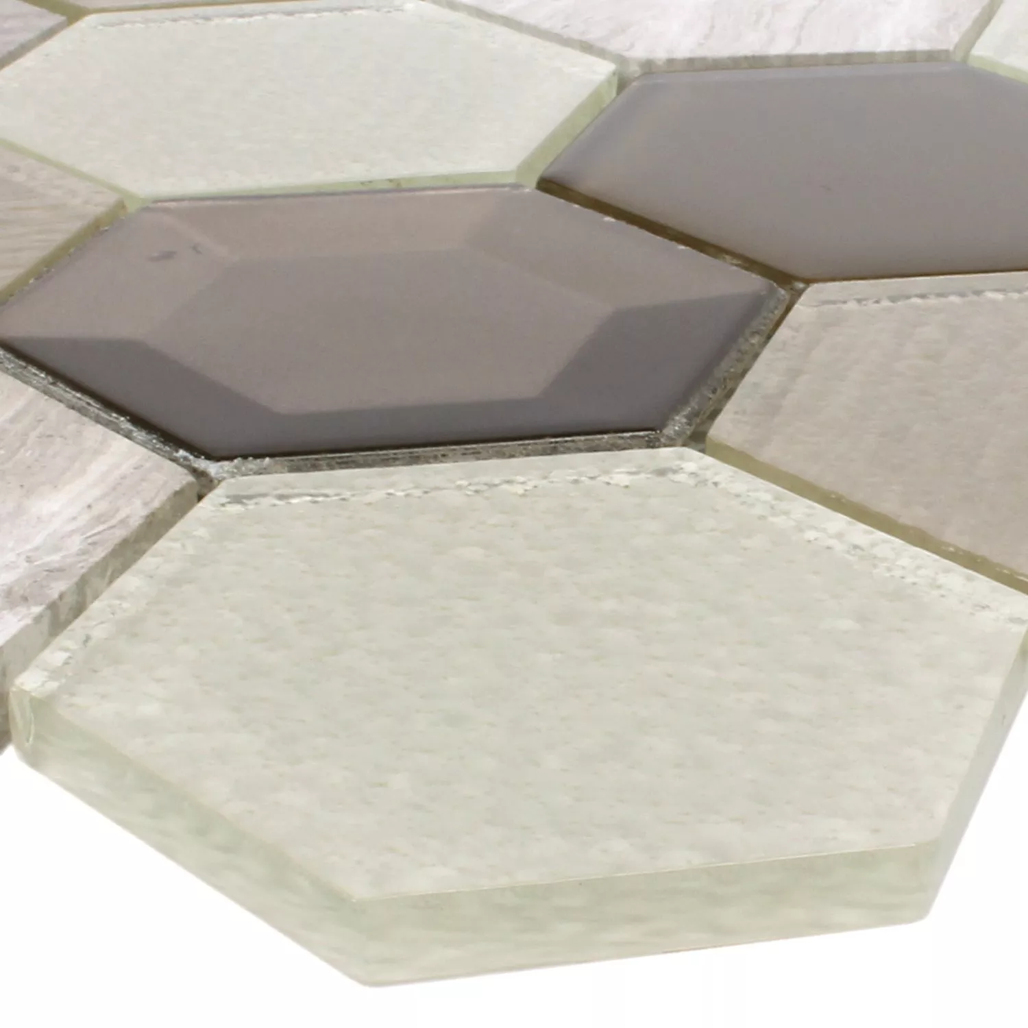 Azulejo Mosaico Concrete Vidro Pedra Natural 3D Bege