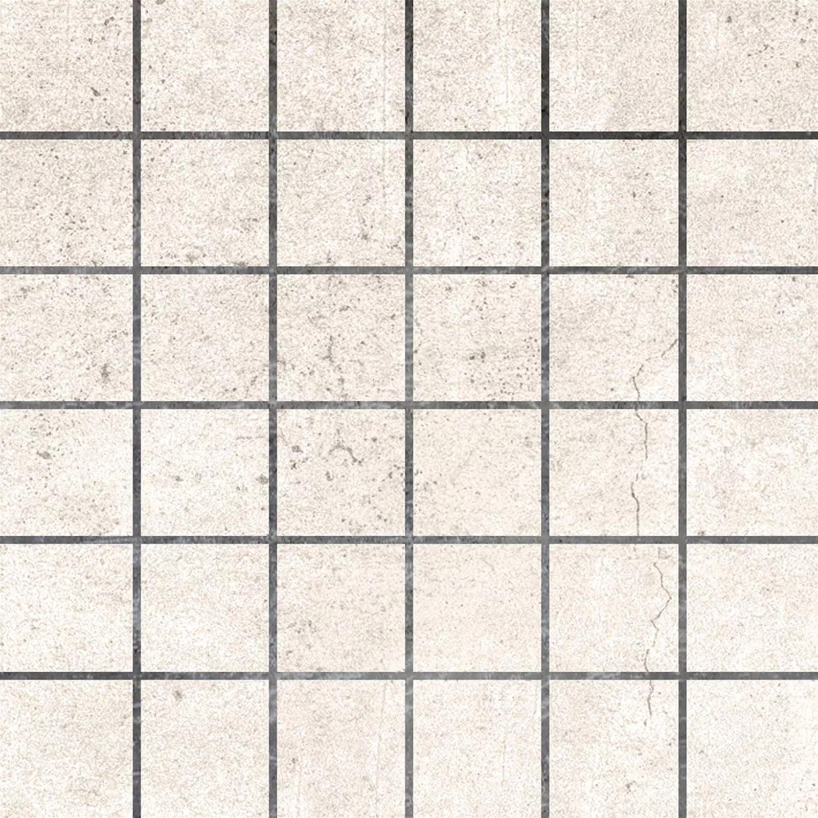 Azulejo Mosaico Jamaica Olhar Concreto Creme Branco Quadrada