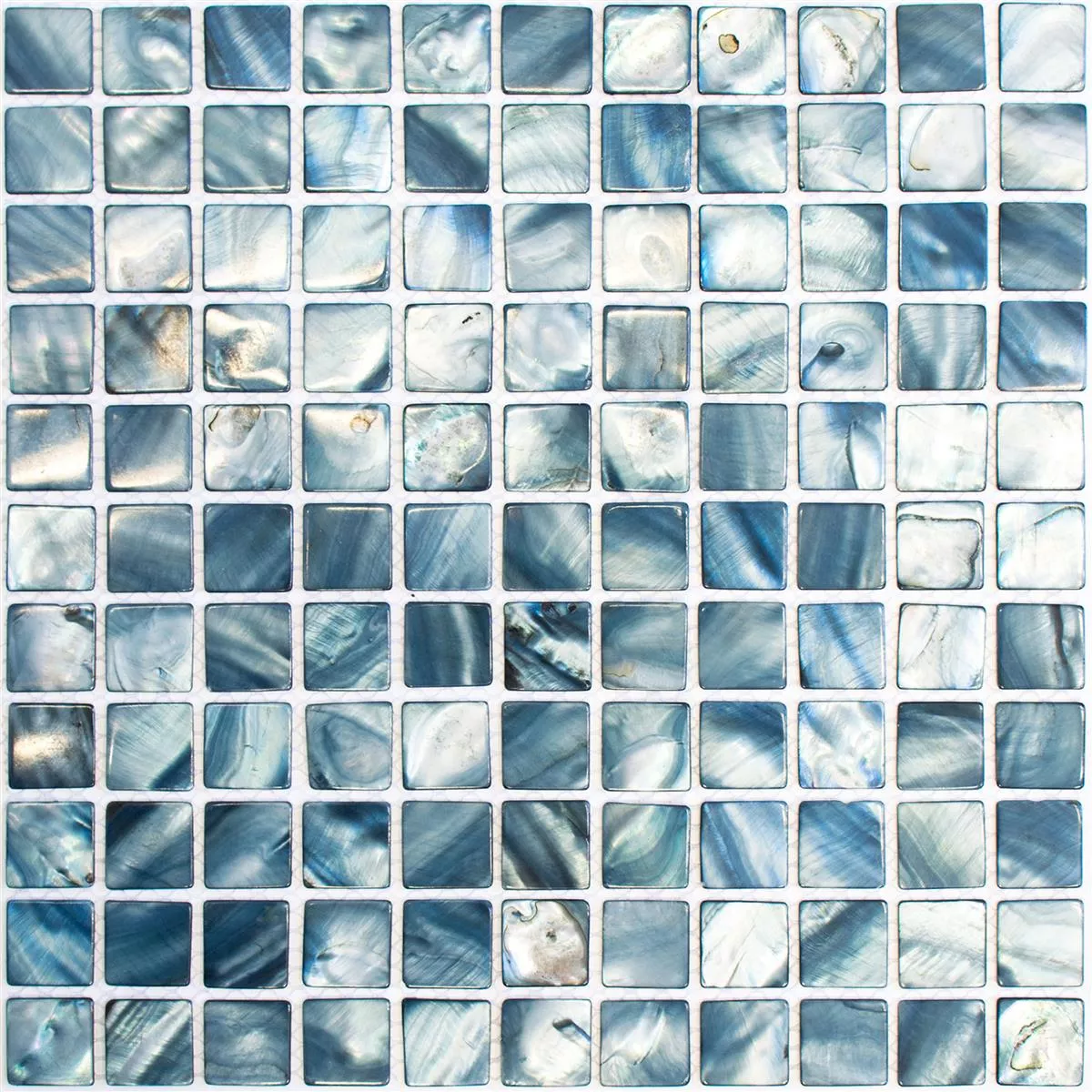 Padrão de Azulejo Mosaico Nácar Xenia Azul Cinza