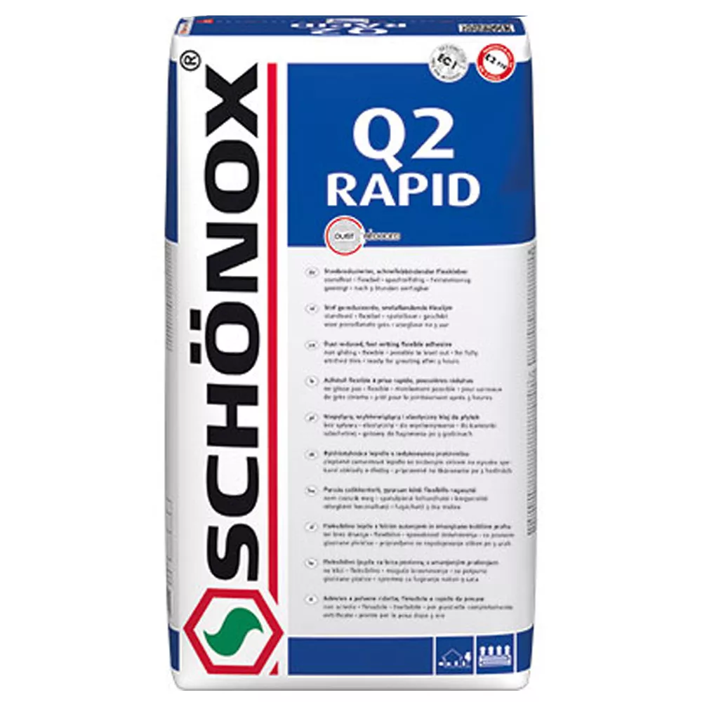 Adesivo para azulejos Schönox Q2 RAPID - adesivo flexível para grés e grés fino (25 kg)