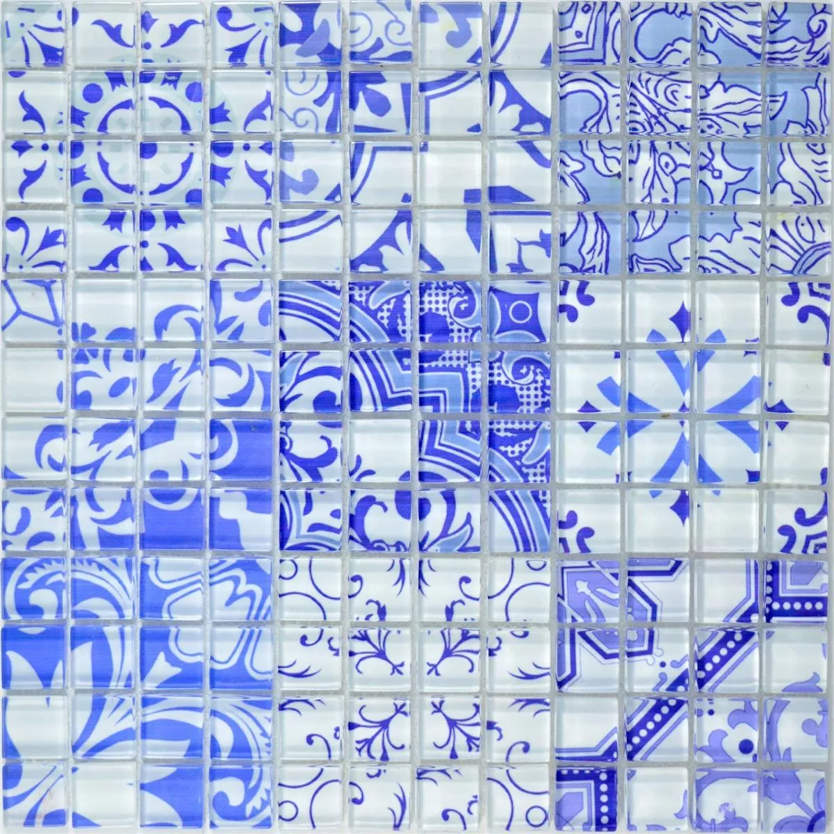 Padrão de Mosaico De Vidro Azulejos Retrô Noya Vintage Azul