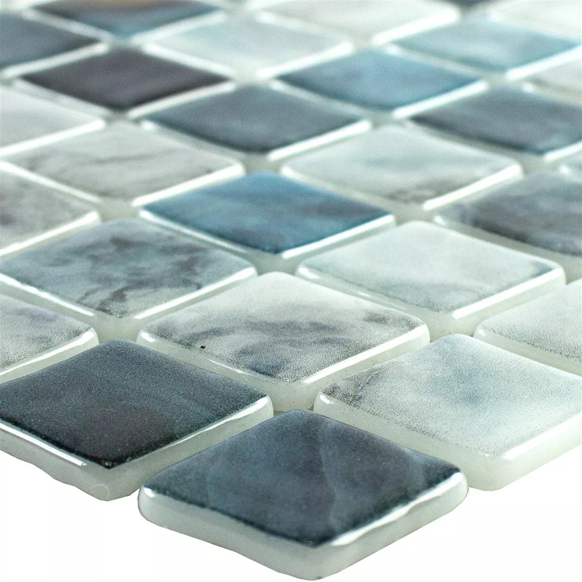 Mosaico de Piscina de Vidro Baltic Azul Cinza 25x25mm
